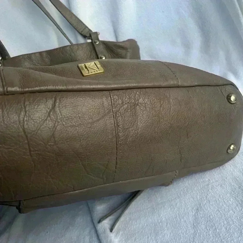 KOOBA Everette Tote Genuine Leather Purse - Taupe Color - Picture 9 of 14